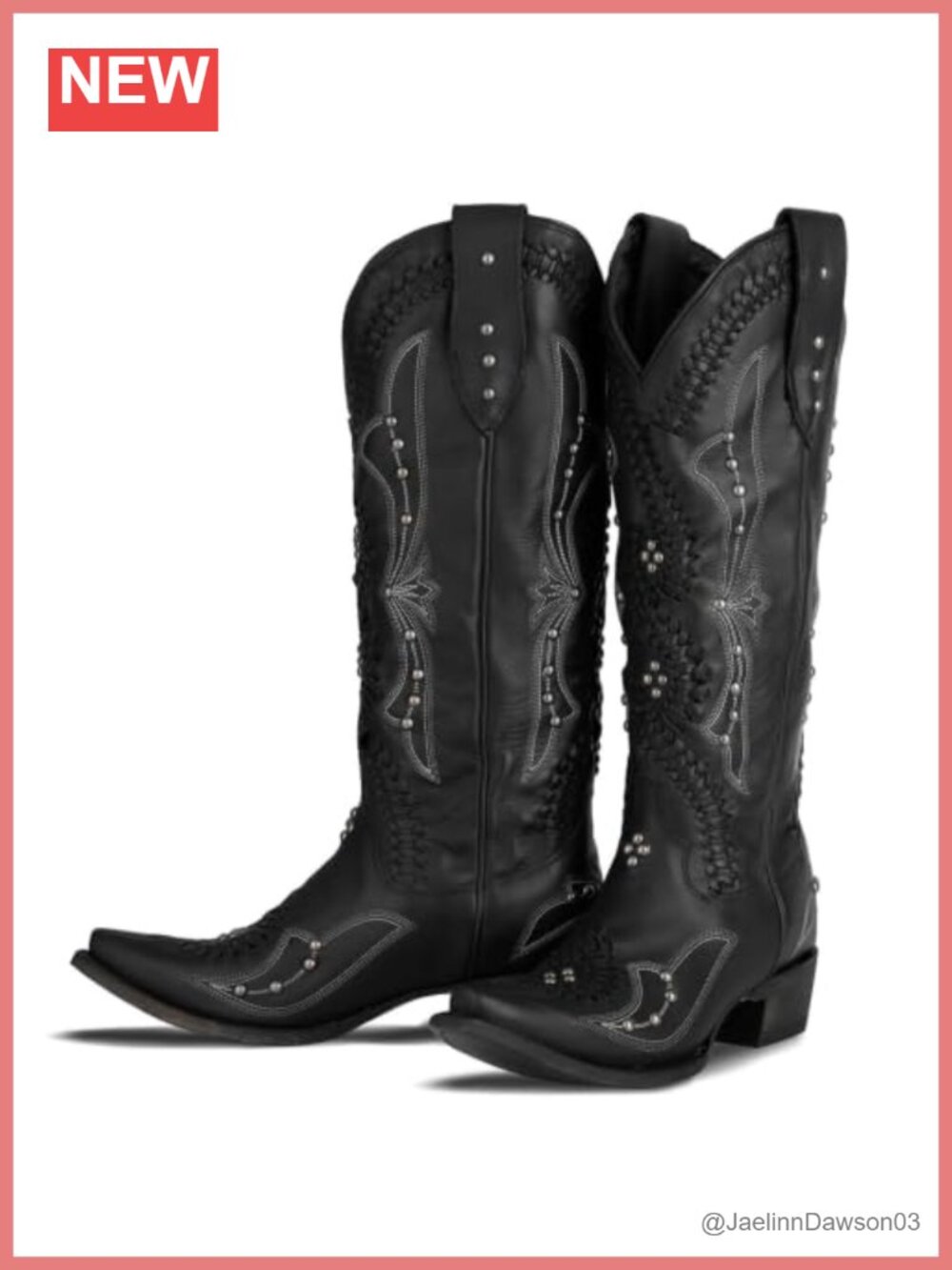 Women's Cowboy Boots Knee High Pointed Toe Embroidered Chunky Heel Western Boots